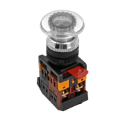 Кнопка AELA-22 белая с подсветкой NO+NC 220В Грибок EKF PROxima pbn-aela-1w-220 pbn-aela-1w-220