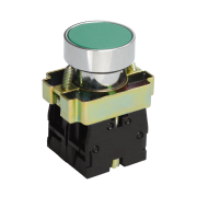 LAY5-ВА35, зелёный, 1НО+1НЗ, цилиндр, хром, без подсветки, d22мм, выключатель кнопочный (ЭТ) ET012083