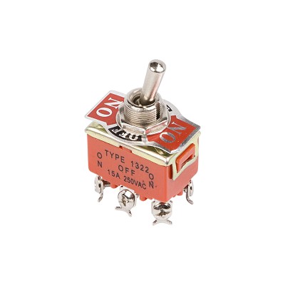 Тумблер 250V 15А 6c ON-OFF-ON двухполюсный KN-203 36-4132 Тумблер 250V 15А 6c ON-OFF-ON двухполюсный KN-203 36-4132
