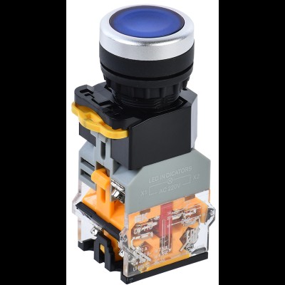Кнопка D8-11D d=22мм 1з+1р с подсветкой синяя IEK BBT30-11D-3-12-K07 Кнопка D8-11D d=22мм 1з+1р с подсветкой синяя IEK BBT30-11D-3-12-K07