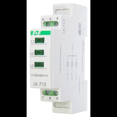 LK-713 Сигнализация наличия трех фаз, варианты цвета (в любой вариации на заказ): ЗЕЛЁНЫЙ, ЖЕЛТЫЙ, КРАСНЫЙ,1 модуль, монтаж на DIN-рейке EA04.007.002 LK-713 Сигнализация наличия трех фаз, варианты цвета (в любой вариации на заказ): ЗЕЛЁНЫЙ, ЖЕЛТЫЙ, КРАСНЫЙ,1 модуль, монтаж на DIN-рейке EA04.007.002