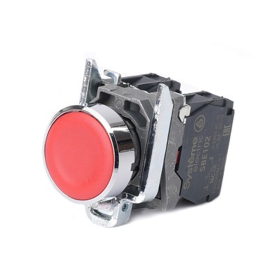 Кнопка SB4 в сборе модульная 22мм красная с возвратом металл 1НО+1НЗ SB4BA45 Кнопка SB4 в сборе модульная 22мм красная с возвратом металл 1НО+1НЗ SB4BA45