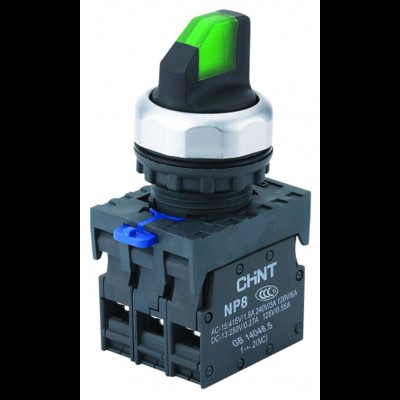Переключатель с подсветкой NP8-11XD/213, 2 положения с фиксацией, 1НО+1НЗ зелёная AC110В-230В(LED) IP65 (R)(CHINT) 667149 Переключатель с подсветкой NP8-11XD/213, 2 положения с фиксацией, 1НО+1НЗ зелёная AC110В-230В(LED) IP65 (R)(CHINT) 667149