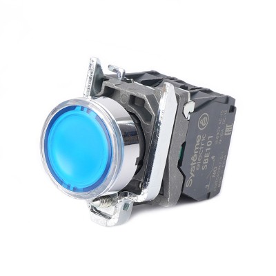 SE Кнопка SB4 с подсветкойкой в сборе модульная 22мм синяя металл 24ВDC 1НО+1НЗ SB4BW36B5 SE Кнопка SB4 с подсветкойкой в сборе модульная 22мм синяя металл 24ВDC 1НО+1НЗ SB4BW36B5