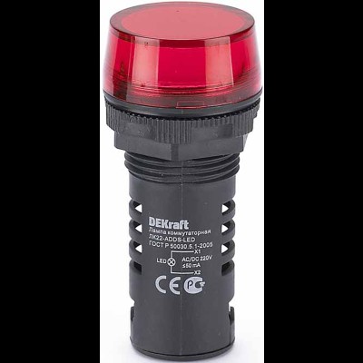 Лампа коммутационная ЛК22-ADDS-RED-LED-220 25119DEK Лампа коммутационная ЛК22-ADDS-RED-LED-220 25119DEK