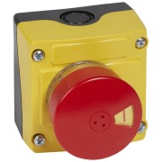 Пост кнопочный в сборе 1 кноп. аварийного откл. EN418 с визуал 54мм+НЗ желт. Osmoz 024218