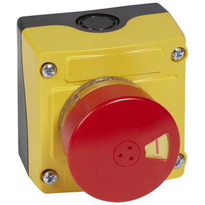 Пост кнопочный в сборе 1 кноп. аварийного откл. EN418 с визуал 54мм+НЗ желт. Osmoz 024218 Пост кнопочный в сборе 1 кноп. аварийного откл. EN418 с визуал 54мм+НЗ желт. Osmoz 024218