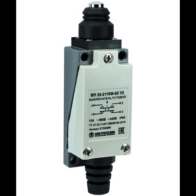 Выключатель ВП 25-2110М-65 У2, толкатель, 1з+1р, безинерционный, 21х56 мм, 3А, IP65, путевой (ЭТ) ET003889 Выключатель ВП 25-2110М-65 У2, толкатель, 1з+1р, безинерционный, 21х56 мм, 3А, IP65, путевой (ЭТ) ET003889