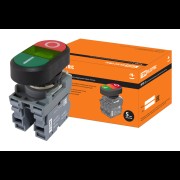 Кнопка двойная MPD2-11G зеленая/красная LED в сборе d22мм/24В I/O линза зеленая SQ0747-0059