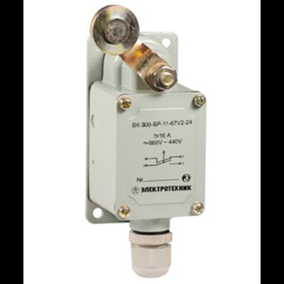 Выключатель ВК-300-БР-11-67У2-32, рычаг с роликом, с сальником, ход влево, самовозврат, ступень 3- 61мм, IP67, концевой (ЭТ) ET502349 Выключатель ВК-300-БР-11-67У2-32, рычаг с роликом, с сальником, ход влево, самовозврат, ступень 3- 61мм, IP67, концевой (ЭТ) ET502349