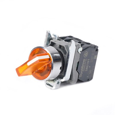 SE Переключатель SB4 с подсветкой в сборе 22мм 2поз желт. с фикс металл 230ВАС 1НО+1НЗ SB4BK125M5 SE Переключатель SB4 с подсветкой в сборе 22мм 2поз желт. с фикс металл 230ВАС 1НО+1НЗ SB4BK125M5