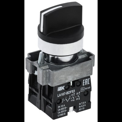 Переключатель LA167-BDF53 3 полож. 2з черный IEK BSW20-BDF53-4-24-67-3-K02 Переключатель LA167-BDF53 3 полож. 2з черный IEK BSW20-BDF53-4-24-67-3-K02