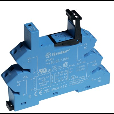 Розетка с безвинт. клеммами (пружинный зажим) для реле 41 серии 24В AC/DC в комплекте пластик. клипса опции: LED 93520024 93528230 Розетка с безвинт. клеммами (пружинный зажим) для реле 41 серии 24В AC/DC в комплекте пластик. клипса опции: LED 93520024 93528230