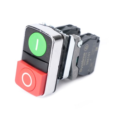 Кнопка SB4 двойная в сборе модульная 22мм зеленая "I"+красная "O" металл SB4BL73415 Кнопка SB4 двойная в сборе модульная 22мм зеленая "I"+красная "O" металл SB4BL73415