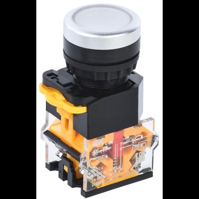 Кнопка D8-11T d=22мм 1з+1р с фиксацией белая IEK BBT30-11T-3-21-K01 Кнопка D8-11T d=22мм 1з+1р с фиксацией белая IEK BBT30-11T-3-21-K01