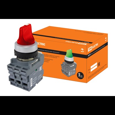 Переключатель на 3 положения с фиксацией M3SS1-21R короткая ручка LED d22мм/220B 1з+1р красный SQ0747-0074 Переключатель на 3 положения с фиксацией M3SS1-21R короткая ручка LED d22мм/220B 1з+1р красный SQ0747-0074