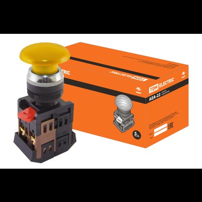 Кнопка AEА-22 Грибок желтый d22мм 1з+1р SQ0704-0036 Кнопка AEА-22 Грибок желтый d22мм 1з+1р SQ0704-0036