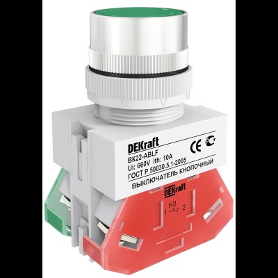 Кнопка зеленая выключения ВК22-ABLF-GRN 25013DEK Кнопка зеленая выключения ВК22-ABLF-GRN 25013DEK