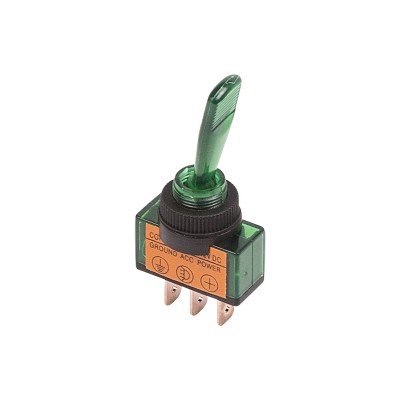 Тумблер 12V 20А 3c ON-OFF однополюсный с зеленой подсветкой ASW-13D 36-4373 Тумблер 12V 20А 3c ON-OFF однополюсный с зеленой подсветкой ASW-13D 36-4373