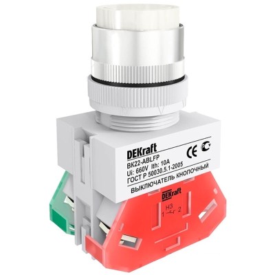 Выкл. кноп. с фикс. ABFP 22 мм бел. 220В ВK-22 25133DEK Выкл. кноп. с фикс. ABFP 22 мм бел. 220В ВK-22 25133DEK