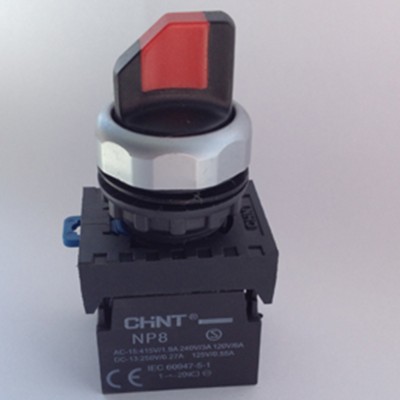 Переключатель без подсветки NP8-11X/214, 2 положения с фиксацией, красная 1НО+1НЗ IP65 (R)(CHINT) 667133 Переключатель без подсветки NP8-11X/214, 2 положения с фиксацией, красная 1НО+1НЗ IP65 (R)(CHINT) 667133