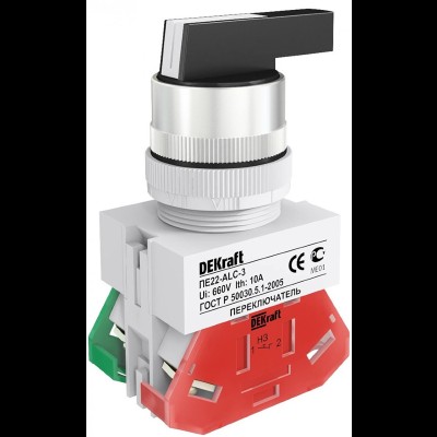 ПЕ-22 Переключатель 3 положения прав. и лев. без фикс. I-O-II 2НО ACRL-3 D=22мм ПЕ-22 25141DEK ПЕ-22 Переключатель 3 положения прав. и лев. без фикс. I-O-II 2НО ACRL-3 D=22мм ПЕ-22 25141DEK