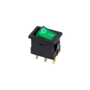 Выключатель клавишный 12V 15А 3с ON-OFF зеленый с подсветкой Mini RWB-206-1, SC-768 36-2173