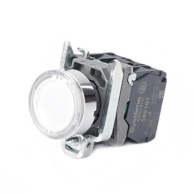 SE Кнопка SB4 с подсветкойкой в сборе модульная 22мм белая металл 24ВDC 1НО+1НЗ SB4BW31B5 SE Кнопка SB4 с подсветкойкой в сборе модульная 22мм белая металл 24ВDC 1НО+1НЗ SB4BW31B5