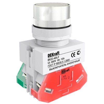 Выкл. кноп. с фикс. ABF 22 мм бел. 220В ВK-22 25124DEK Выкл. кноп. с фикс. ABF 22 мм бел. 220В ВK-22 25124DEK