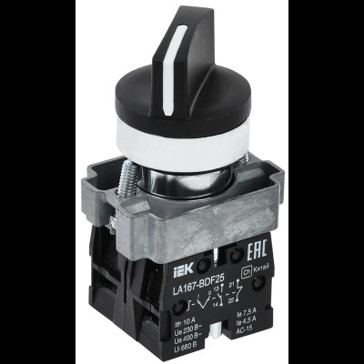 Переключатель LA167-BDF25 2 полож. 1з+1р черный IEK BSW20-BDF25-3-24-67-2-K02 Переключатель LA167-BDF25 2 полож. 1з+1р черный IEK BSW20-BDF25-3-24-67-2-K02