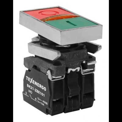 Выключатель кнопочный ВК21-ВW8365 1з+1р зеленый+красный, подсветка 220В АС te00114854 Выключатель кнопочный ВК21-ВW8365 1з+1р зеленый+красный, подсветка 220В АС te00114854