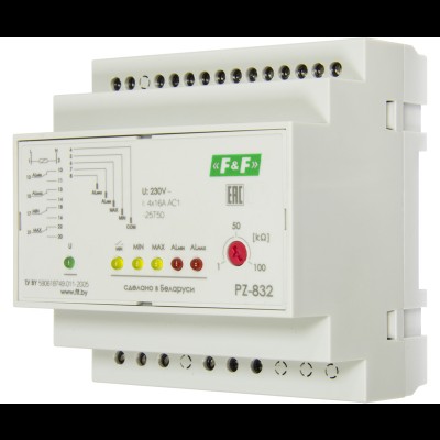 Реле контроля уровня PZ-832 (4-х уровневое, без датчиков в комплекте), 230В AC 2х8А 2х16А 4NO/NC IP EA08.001.012 Реле контроля уровня PZ-832 (4-х уровневое, без датчиков в комплекте), 230В AC 2х8А 2х16А 4NO/NC IP EA08.001.012
