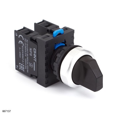 Переключатель без подсветки NP8-11X/312, 3 положения с фиксацией, чёрная 1НО+1НЗ IP65 CHINT 667137 Переключатель без подсветки NP8-11X/312, 3 положения с фиксацией, чёрная 1НО+1НЗ IP65 CHINT 667137