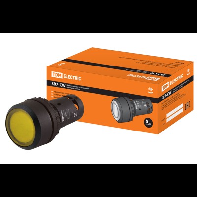Кнопка с фиксацией SB7-CWL3565-24V LED d22мм 1з+1р желтая SQ0746-0046 Кнопка с фиксацией SB7-CWL3565-24V LED d22мм 1з+1р желтая SQ0746-0046