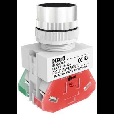 Выключатель кнопочный ABLF диам.22 мм черный 220В ВK-22 25012DEK Выключатель кнопочный ABLF диам.22 мм черный 220В ВK-22 25012DEK
