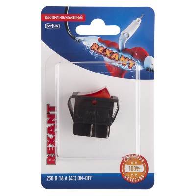 Выключатель клавишный 250V 16А (4с) ON-OFF красный с подсветкой (RWB-502, SC-767, IRS-201-1) REXAN 06-0303-B Выключатель клавишный 250V 16А (4с) ON-OFF красный с подсветкой (RWB-502, SC-767, IRS-201-1) REXAN 06-0303-B