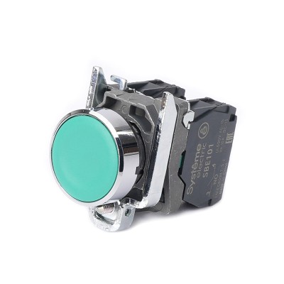 Кнопка SB4 в сборе модульная 22мм зеленая с возвратом металл 1НО+1НЗ SB4BA35 Кнопка SB4 в сборе модульная 22мм зеленая с возвратом металл 1НО+1НЗ SB4BA35