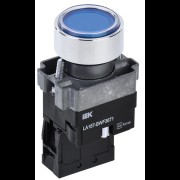 Кнопка LA167-BWF3671 d=22мм RC 1з с подсвет. синяя IEK BBT20-BWF3671-1-12-67-K07