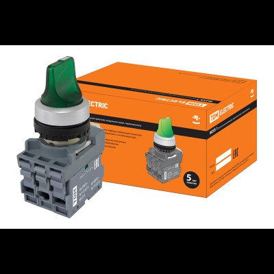 Переключатель на 3 положения с фиксацией M3SS1-21G короткая ручка LED d22мм/220B 1з+1р зеленый SQ0747-0075 Переключатель на 3 положения с фиксацией M3SS1-21G короткая ручка LED d22мм/220B 1з+1р зеленый SQ0747-0075