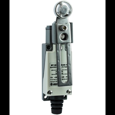 Выключатель ВП 25-2143М-65 У2, рычаг со стальным роликом, регулируемый по длине, 1з+1р, безинерционный, 21х56 мм, 3А, IP65, путевой (ЭТ) ET007248 Выключатель ВП 25-2143М-65 У2, рычаг со стальным роликом, регулируемый по длине, 1з+1р, безинерционный, 21х56 мм, 3А, IP65, путевой (ЭТ) ET007248