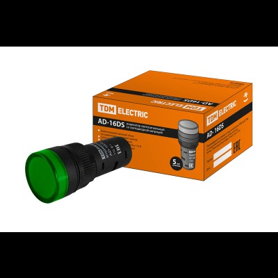 Лампа AD-16DS LED матрица d16мм зеленый 110В AC/DC SQ0702-0068 Лампа AD-16DS LED матрица d16мм зеленый 110В AC/DC SQ0702-0068