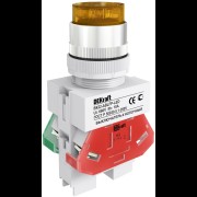 Выключатель кнопочный ABLFP 22мм жел. LED 220В ВК-22 25028DEK