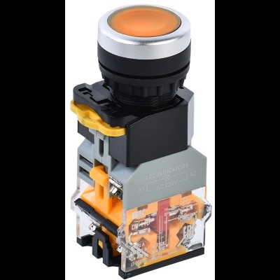 Кнопка D8-11D d=22мм 1з+1р с подсветкой желтая IEK BBT30-11D-3-12-K05 Кнопка D8-11D d=22мм 1з+1р с подсветкой желтая IEK BBT30-11D-3-12-K05