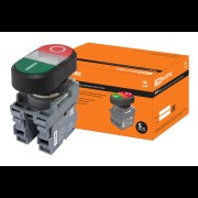 Кнопка двойная MPD2-11С зеленая/красная LED в сборе d22мм/220В I/O линза прозрачная SQ0747-0049