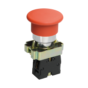 LAY5-ВС42, красный, 1НЗ, гриб без фиксации, хром, без подсветки, d22мм, выключатель кнопочный (ЭТ) ET012089