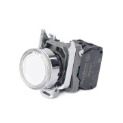 SE Кнопка SB4 с подсветкой в сборе модуль 22мм белая металл 230-240ВAC 1НО SB4BW31M1