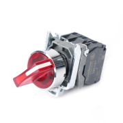 Переключатель SB4 с подсвет в сборе 22мм 2поз красн с фикс металл 24В DC 1НО+1НЗ SB4BK124B5