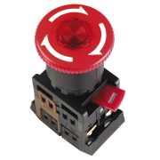 Кнопка ANE-22 "Грибок"с фикс.крас.d22мм неон/240В 1з+1р IEK BBG40-ANE-K04
