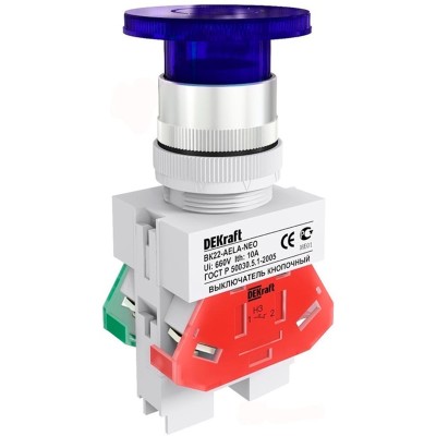 Выключатель ВK-22 Синий неон кнопочный грибок AELA D=22мм 220В 25032DEK Выключатель ВK-22 Синий неон кнопочный грибок AELA D=22мм 220В 25032DEK