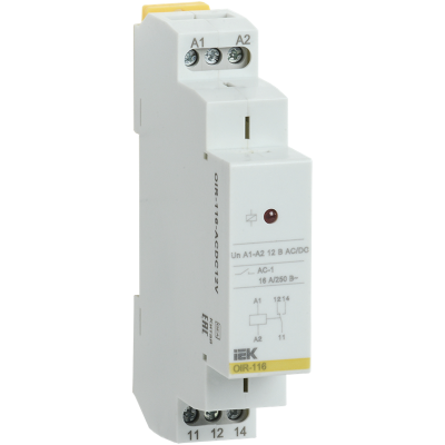 Реле промежут. OIR 1 конт. 16А 12В AC/DC IEK OIR-116-ACDC12V Реле промежут. OIR 1 конт. 16А 12В AC/DC IEK OIR-116-ACDC12V